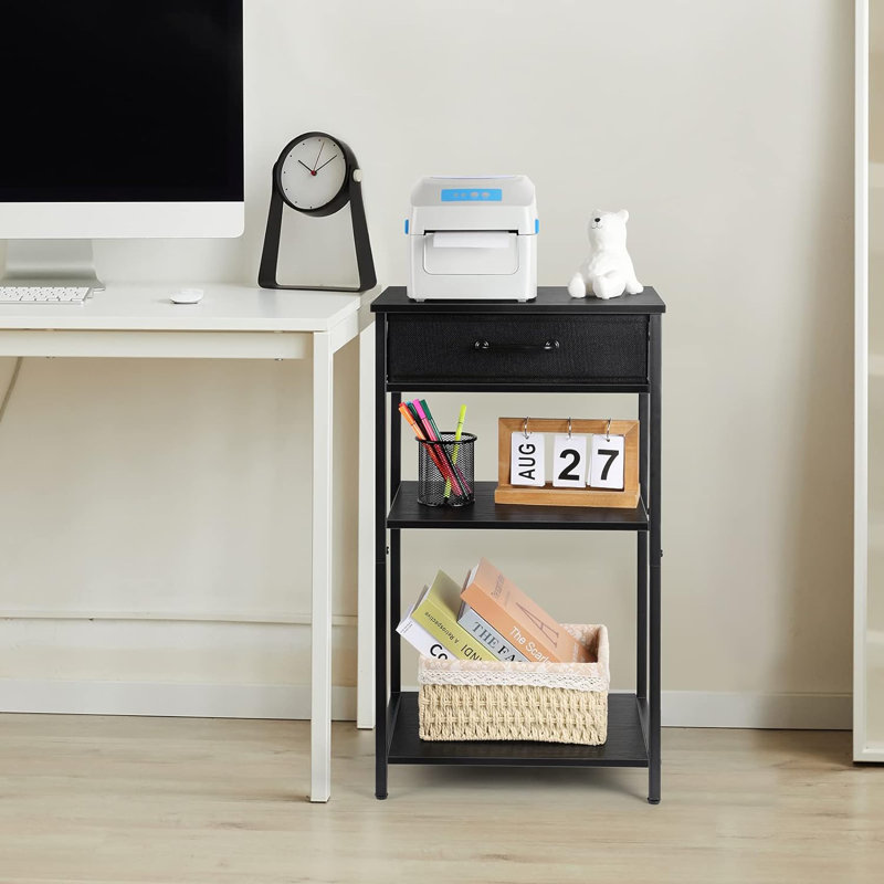 Zaleah 27.5'' H x 15.7'' W Printer Stand with Wheels, Black