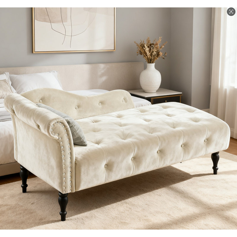 Méridienne capitonnée 60,6 po, Blanc