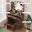Table de coiffeuse en bois avec miroir et lumières-1226337299