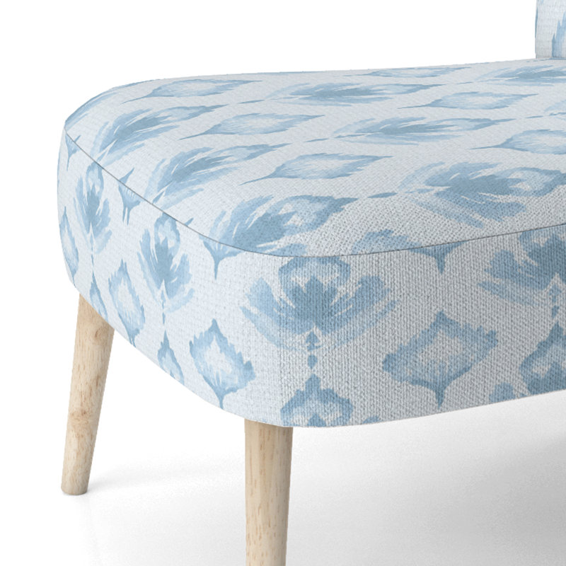 Chaise rembourrée Modern - Chaise d'appoint bleue et blanche Whisper Ikat, Chaise d'appoint sans accoudoirs