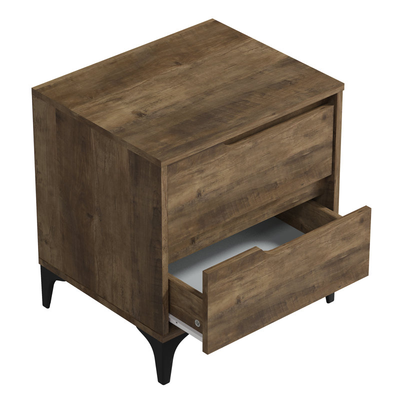 Norcross 20" 2 Drawer Nightstand, Dark Brown