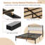 Bed Frame w/LED Light & Charging Station Heavy Duty Metal Platform Bed-1822887370