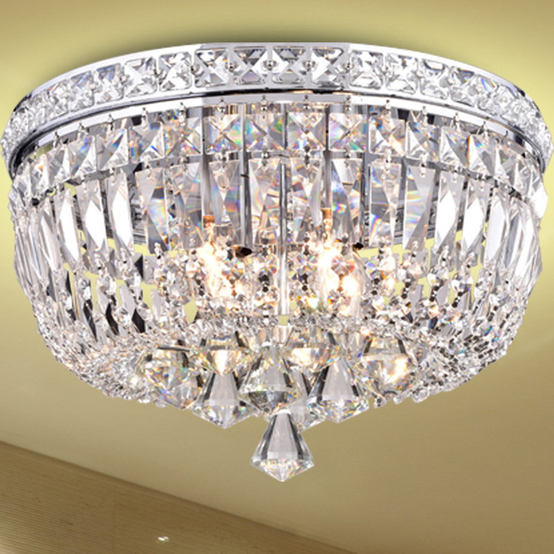 Plafonnier encastré en cristal et chrome 4 lumières 15 pouces Moronta