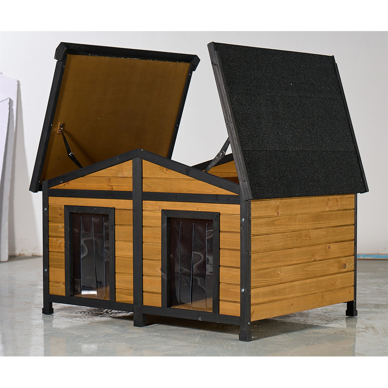 Large Outdoor Wooden Dog House With Dual Doors