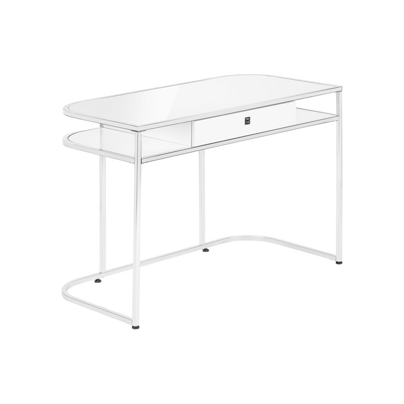 Computer Desk, Home Office, Laptop, Storage Drawers, 48"L, Work, Metal, Laminate, White, Chrome