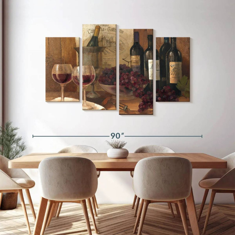 Vin rouge rétro 4 pièces, H 75 po x l 48 po x P 1,25 po