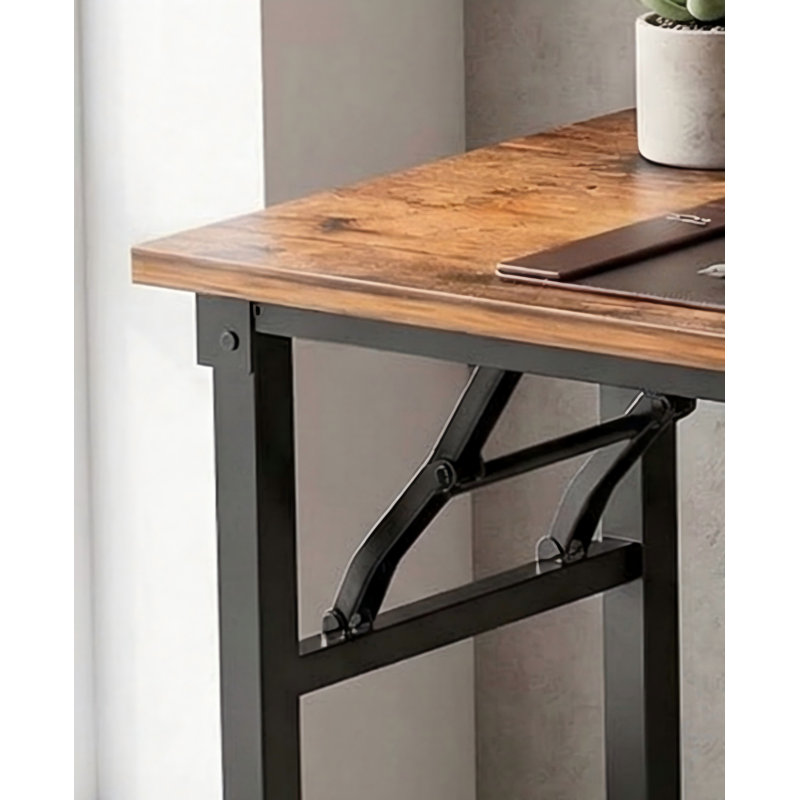 Bureau d'ordinateur pliant brun de 35,8 pouces, aucune installation requise, portable, peu encombrant, pratique pour les dortoirs et les petits appartements, idéal pour les études et le travail de bureau.