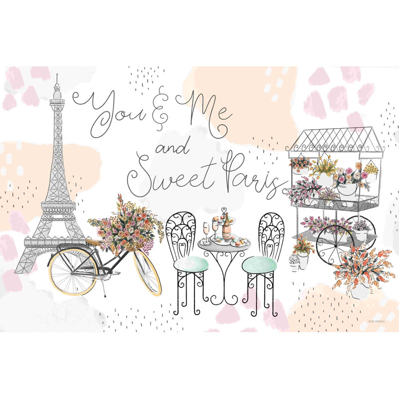 "Sweet Paris I" par Laura Marshall, art textuel sur toile tendue, H 20 po x l 30 po