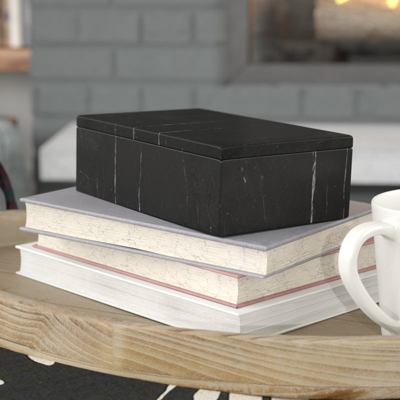 Matheson Handmade Marble Decorative Box, Black