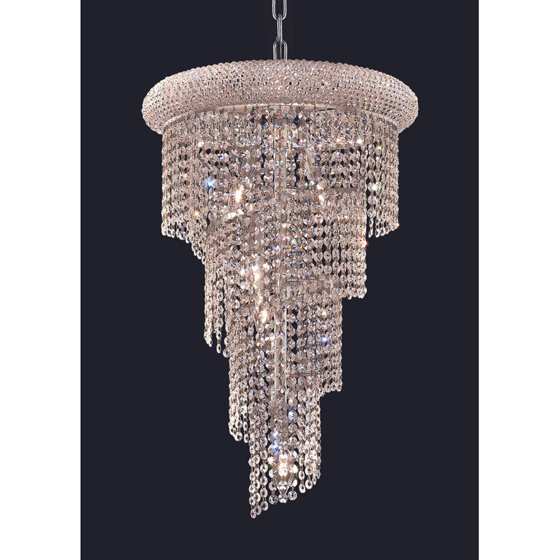 Sterns 8 - Light Dimmable Tiered Chandelier, Chrome, Royal Cut