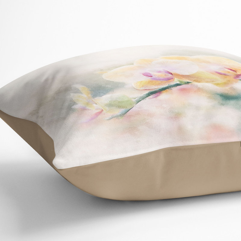 Orchids Cushion with Filling, Stone, 40cm H x 40cm W x 15cm D