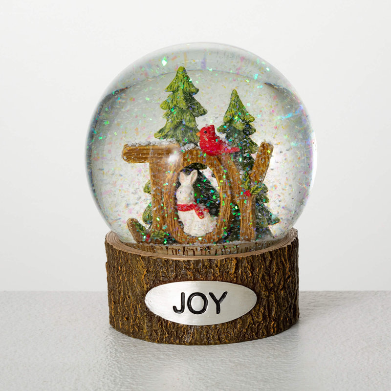 Multicolore boule à neige 5 po Christmas Rustic Joy
