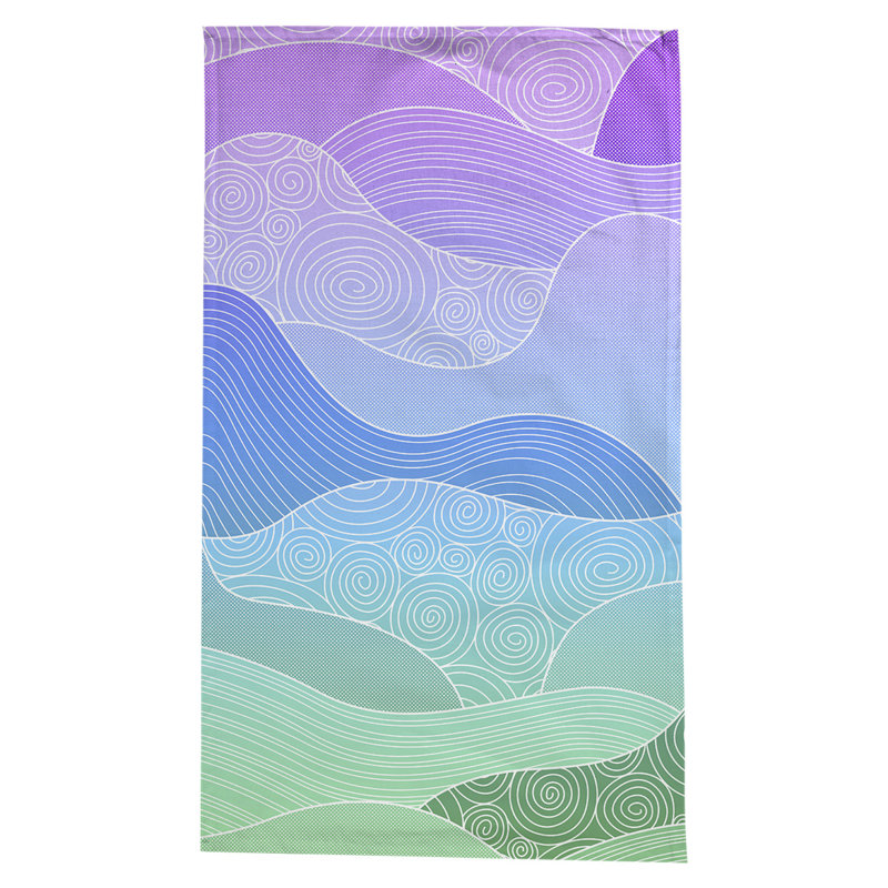 Leffel Hand Drawn Waves Tablecloth, Peacock Ombre