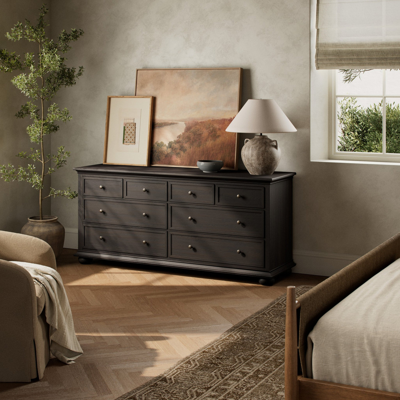 Geoffrey Wide Dresser, Smoked Black