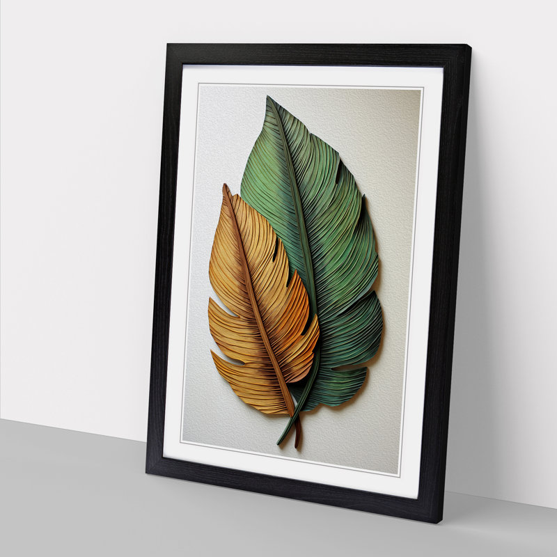 Palm Leaf Informel - Framed Print, Black, 34cm H x 25cm W x 2cm D
