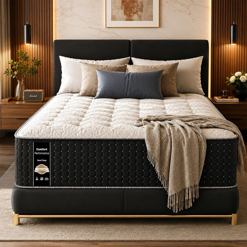 Matelas de luxe rembourré en mousse de 14 pouces Mykel, ressorts ensachés pour isoler les mouvements, Grand, Ferme médium
