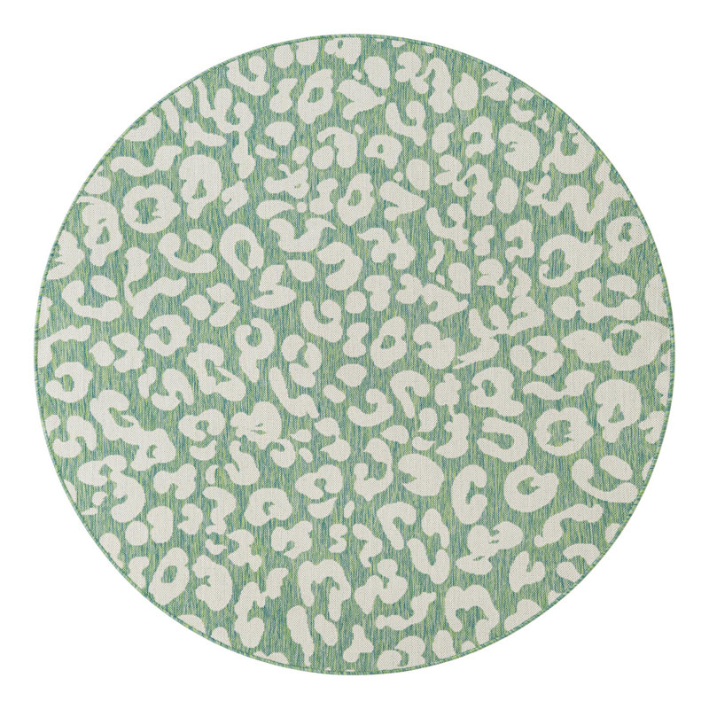 Tonquin Animal Print Machine Woven Polypropylene Indoor / Outdoor Area Rug in Blue/Gray, Round 12'