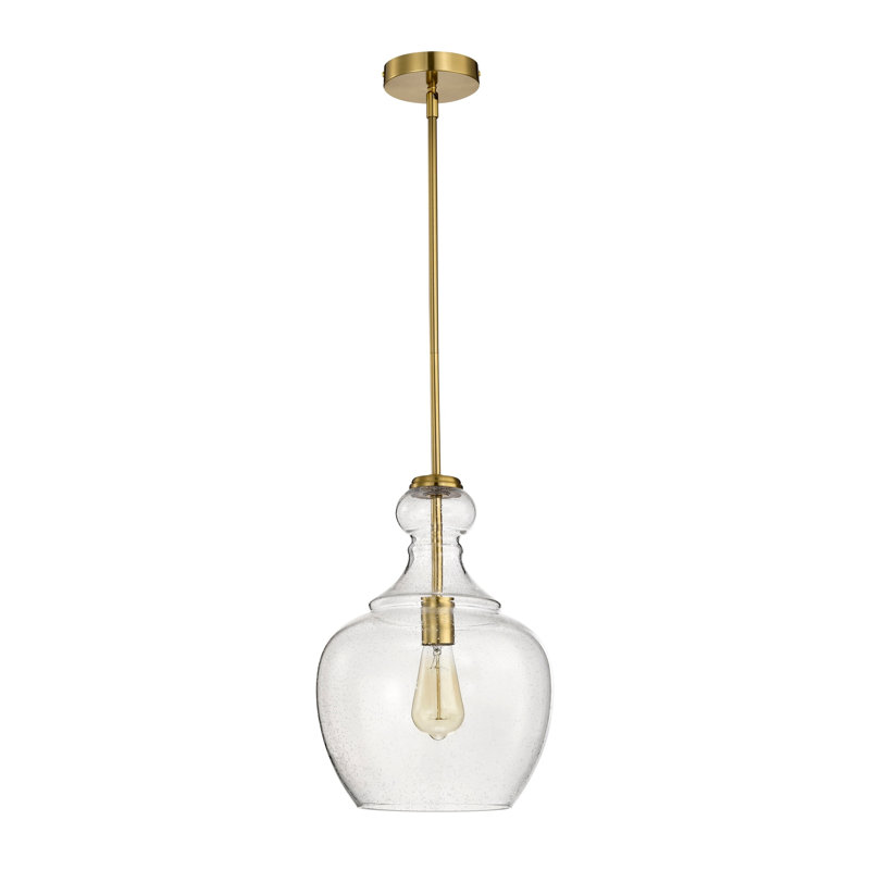 Tasio Brass Pendant Light With Clear Decanter Glass Shade