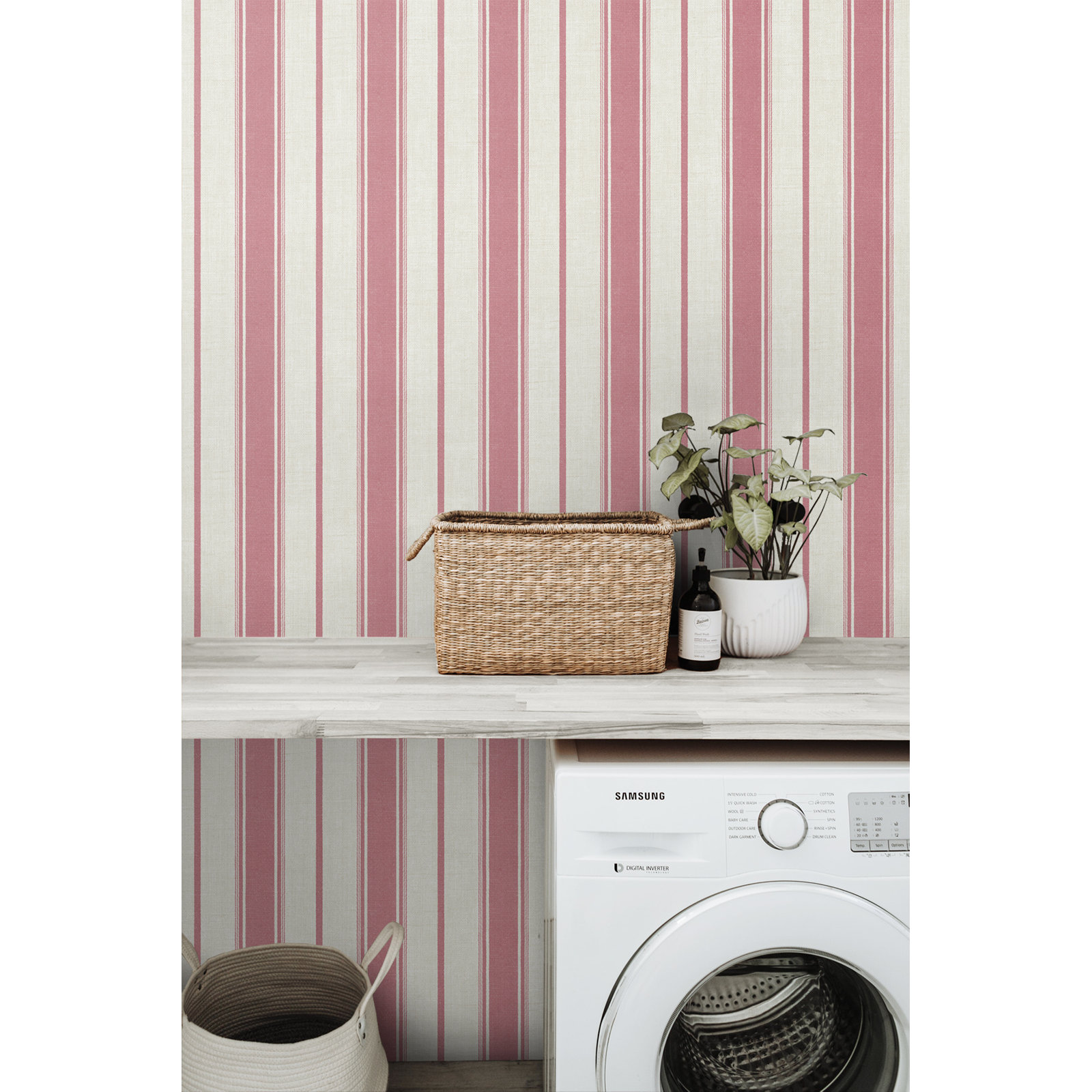 Leota Striped Wallpaper, Cranberry