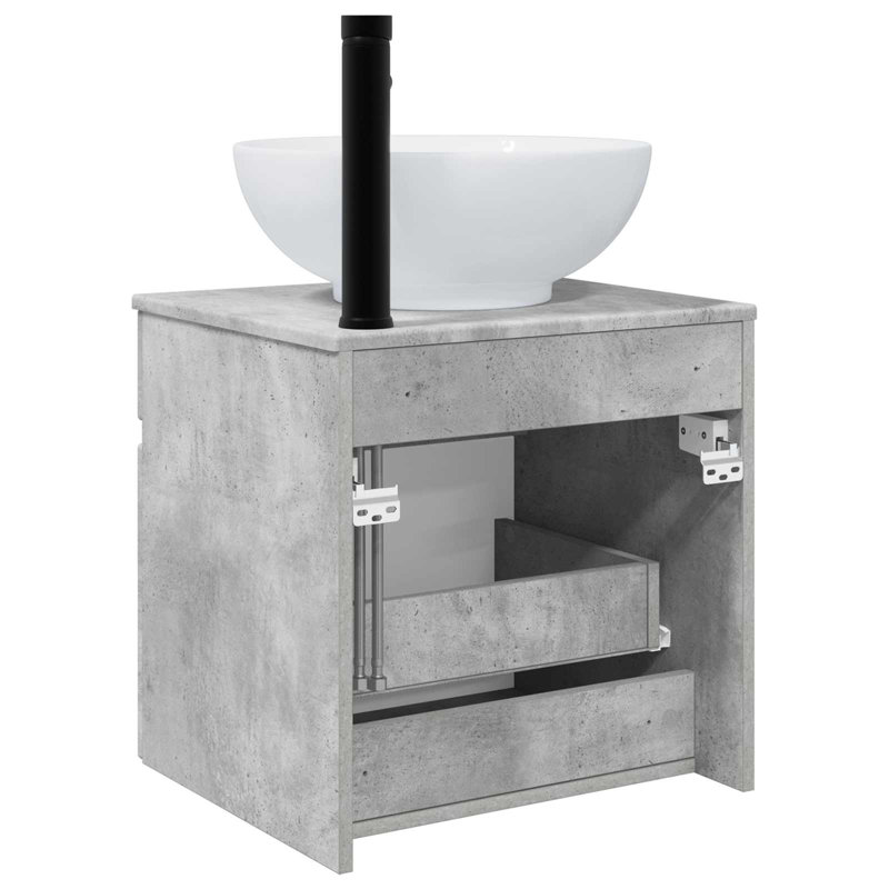 Single Bathroom Vanity with Ceramic Basin, Concrete Grey