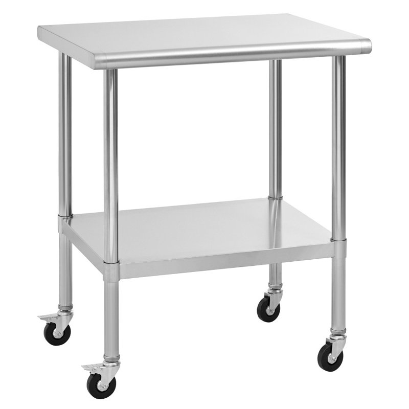 Table de travail 24 po x 30 po x 36 po certifiée NSF avec roues, table de préparation commerciale pour la cuisine du restaurant et le garage de l'hôtel