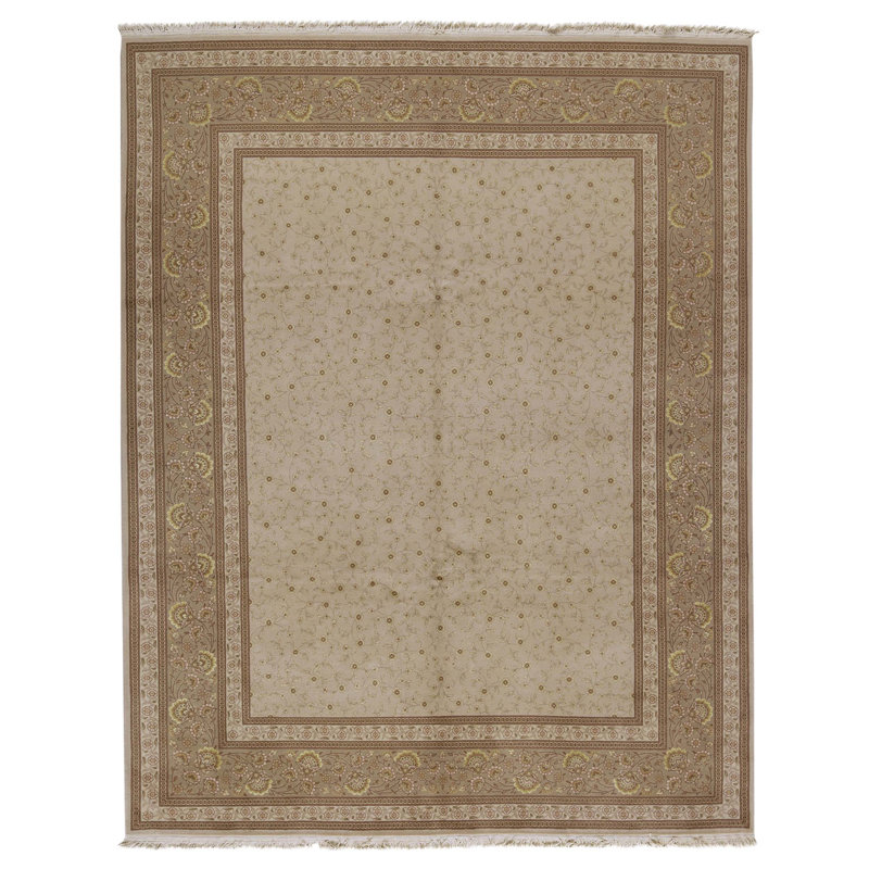 Tapis noué à la main de haute qualité beige et vert clair