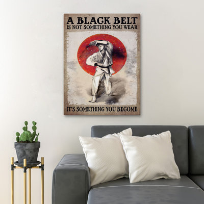 Karate - A Black Belt Is Something You Become Gallery Wrapped Canvas - Sports Illustration Decor, White And Red Bedroom Decor