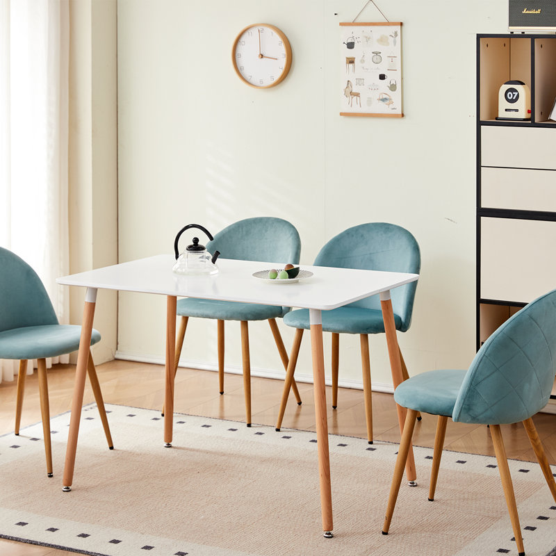 Mccaleb 43cm H Velvet Upholstered Metal Side Chair, Light Blue