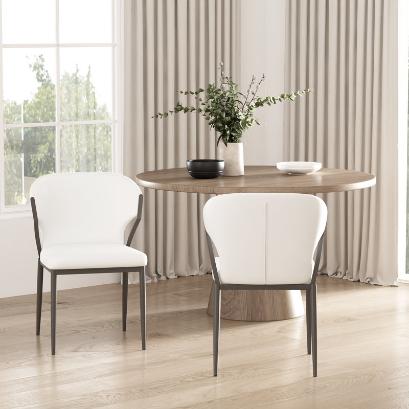 Chaise rembourrée en cuir Kirsten, Blanc / Blanc