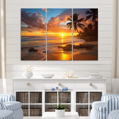 " Beach Photo Sunset Serenade XII " by Designart 3 - Pieces