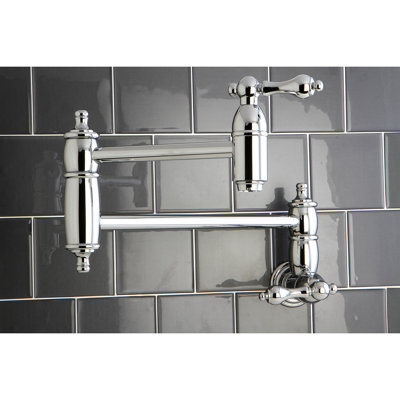 Kingston Brass Restoration Two-Handle 1-Hole Wall Mount Pot Filler Faucet
