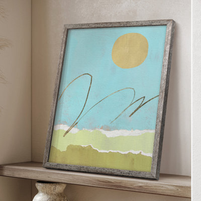 «Green and Gold Pcied Landscape II», reproduction encadrée - bois massif