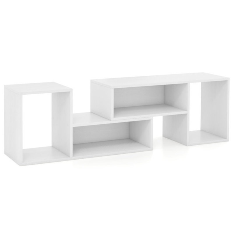 2 Pieces Adjustable TV Stand for TVs up to 55 Inch with Storage Cubes, White