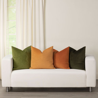 Faline Velvet Chevron Pleated Throw Pillow