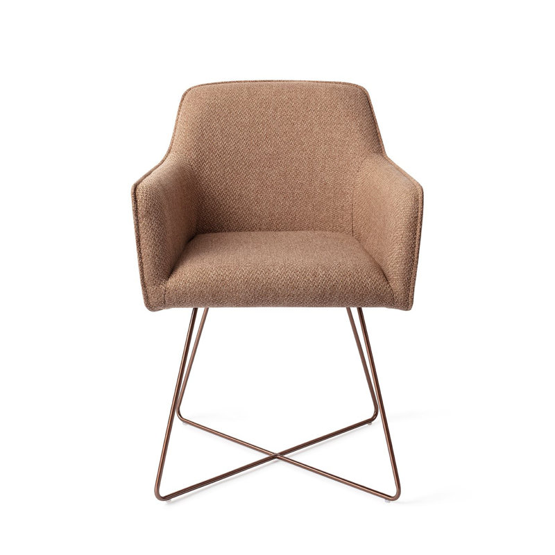 Bartly 123.19cm H Polyester Upholstered Metal Armchair, Brown, Rose