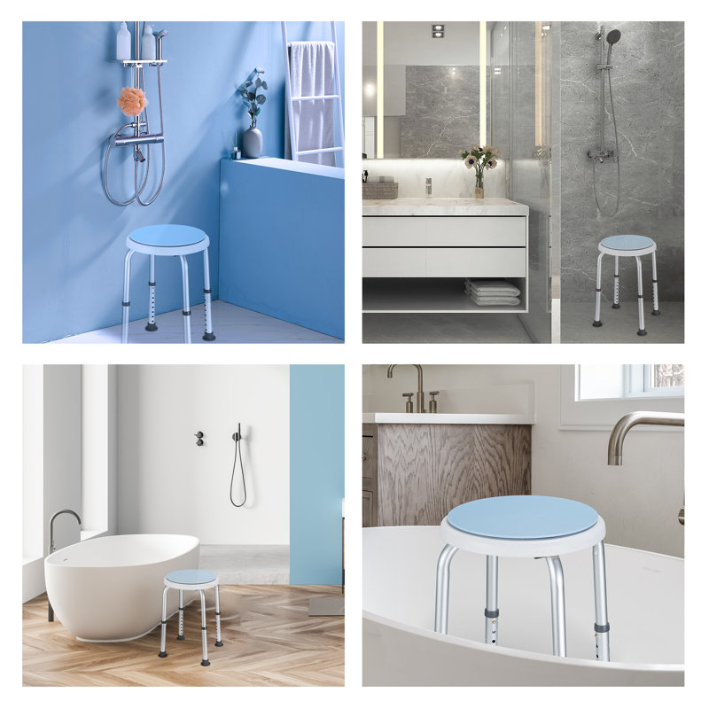 Chaise de douche rotative à 360 degrés, tabouret de baignoire pivotant en aluminium avec embouts en caoutchouc antidérapants, assemblage sans outil