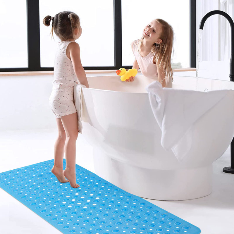 Ishpreet Rectangle Non Slip Bath Shower Mat, Light Blue, 70cm H x 38cm W