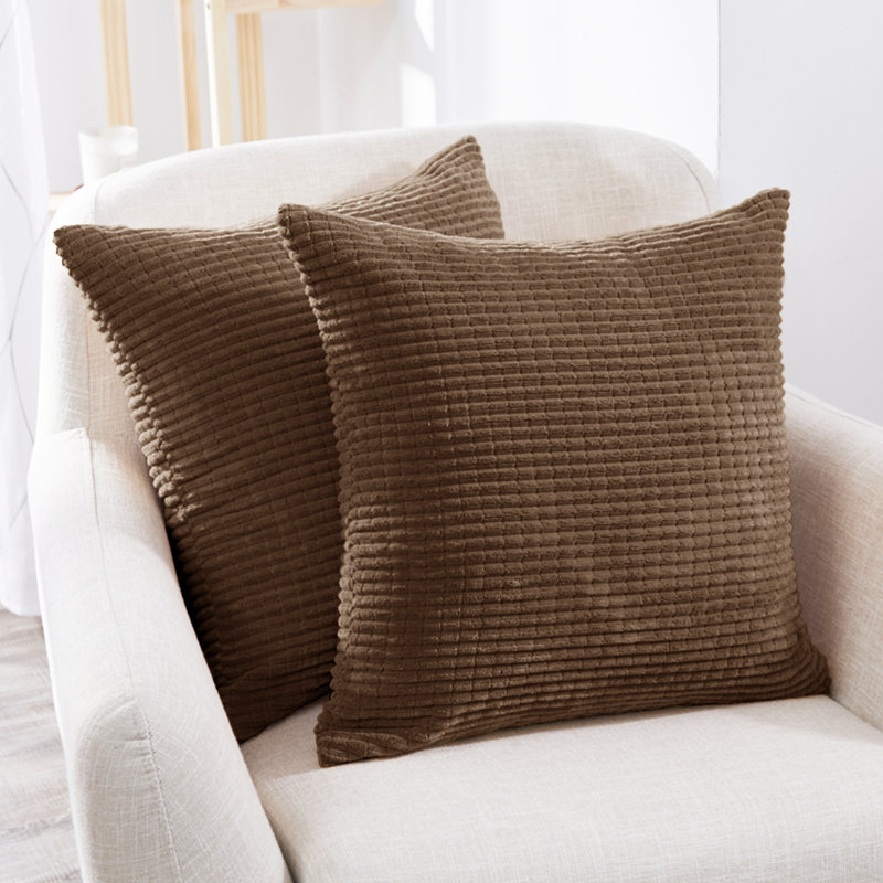Kenley Citronella Square Throw Pillow Cover, 46cm H x 46cm W x 1cm D, Brown