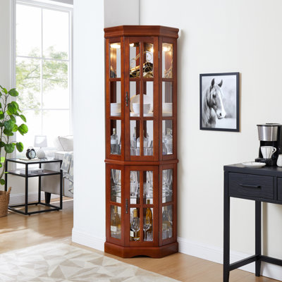 Corner Curio Cabinet With 5 Shelves Anding System(E26 Bulb Not Included) by Winston Porter