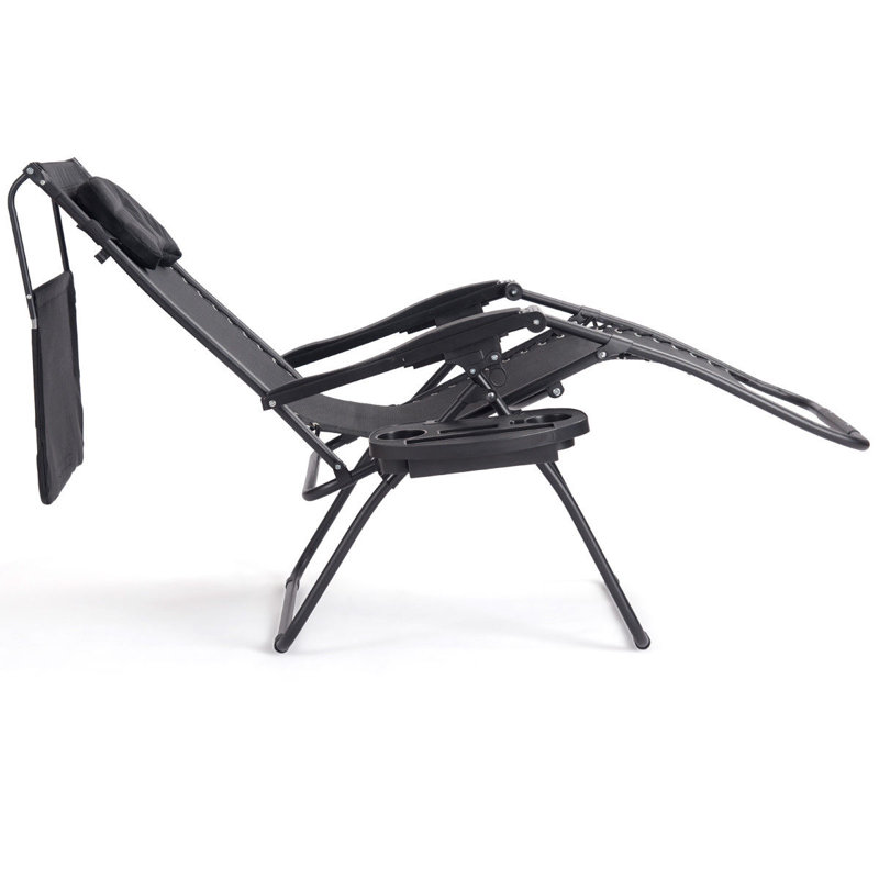 Chaise longue simple inclinable 29 po Kalobe, Noir