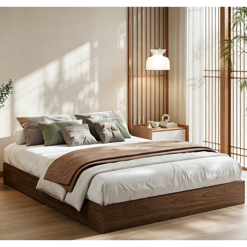 Lit plateforme Wood, Walnut Wood/California King