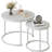 Nesting Coffee Table Round Side Table Set Of 2 End Tables For Living Room Bedroom Balcony,Wooden Stacking Accent Coffee Tables With Metal Frame-1605848885