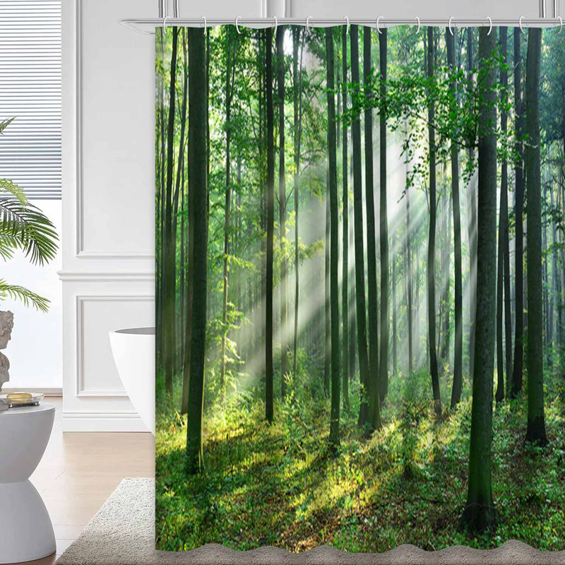 Rideau de douche à 12 crochets Morning Forest Dawn, L 72 po x l 84 po