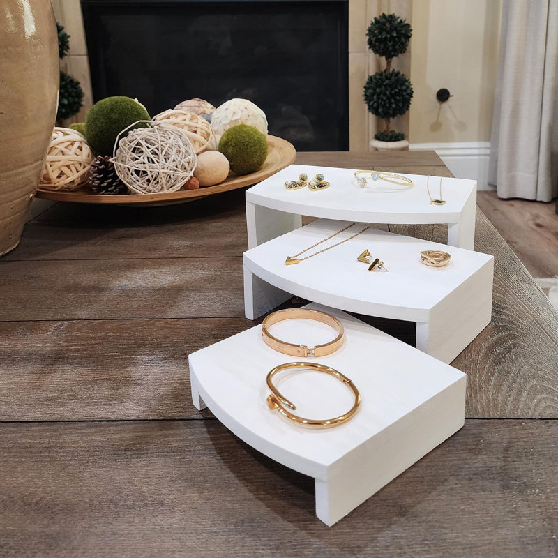 Présentoir à bijoux en bois 3 pièces, Blanc