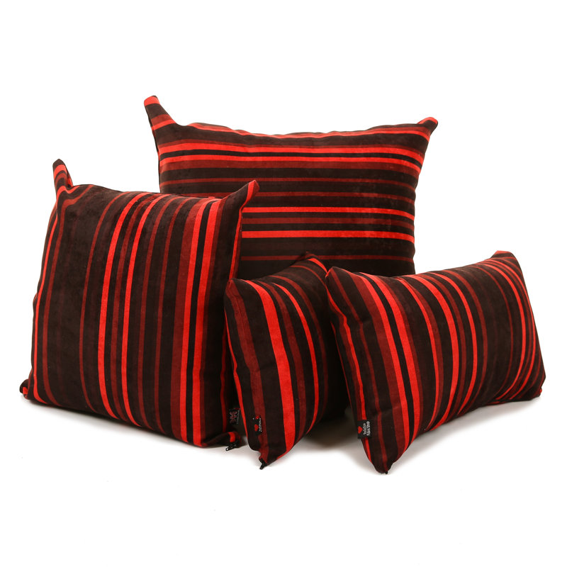 Alonzo Striped Square Cushion, 43 x 43cm, Red