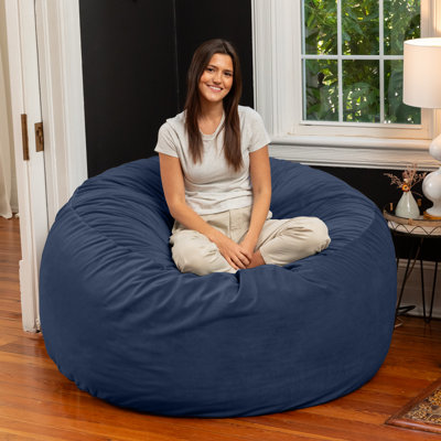 5 Foot Saxx - Large Round Bean Bag Chair For Adults - Lush Velvet Green