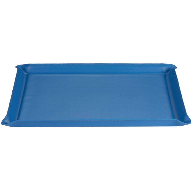 Plateau de repose-pieds en cuir Grande, Bleu