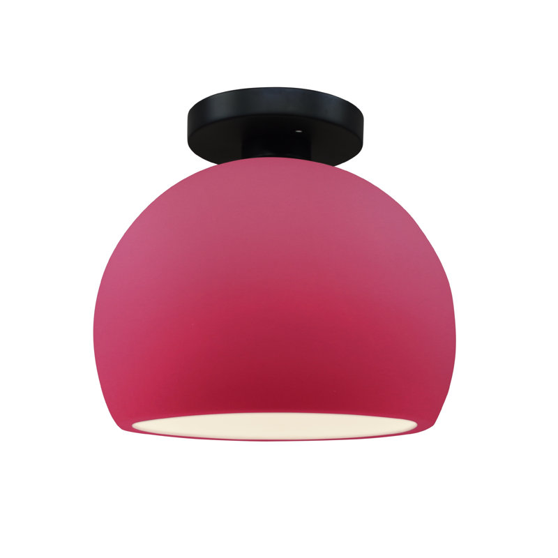 Radiance Ceramic Semi Flush Mount, 7" H x 7" W x 7" D, Cerise, Matte Black