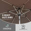 Parasol de terrasse 7,5 pouces imperméable et protégé contre les rayons UV avec bouton-poussoir inclinable et manivelle-813163850