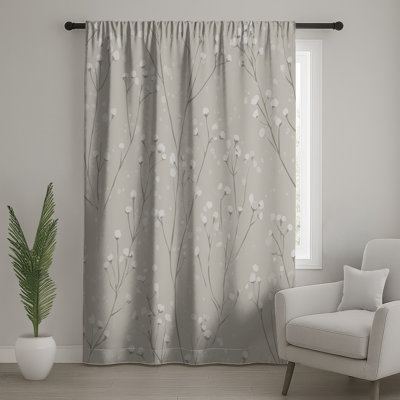 Floral Window Curtains, Nature Sheer & Blockout Curtains - 1 Panel